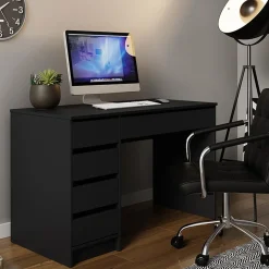 Scrivania ufficio 120x75cm 5 cassetti nero Blackpool