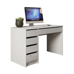 Scrivania ufficio 120x75cm 5 cassetti bianco lucido Blackpool