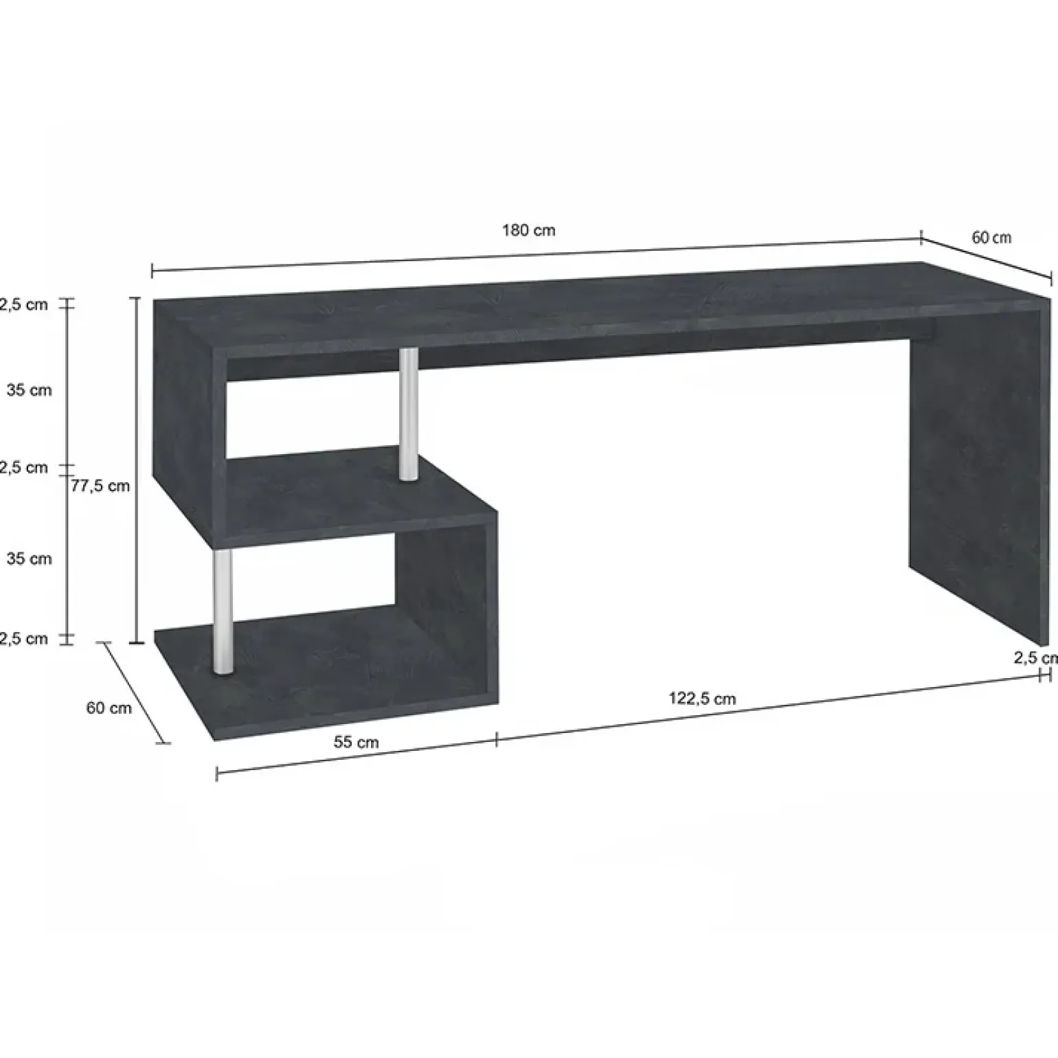 Scrivania ufficio 180x78cm antracite ErgoDesk
