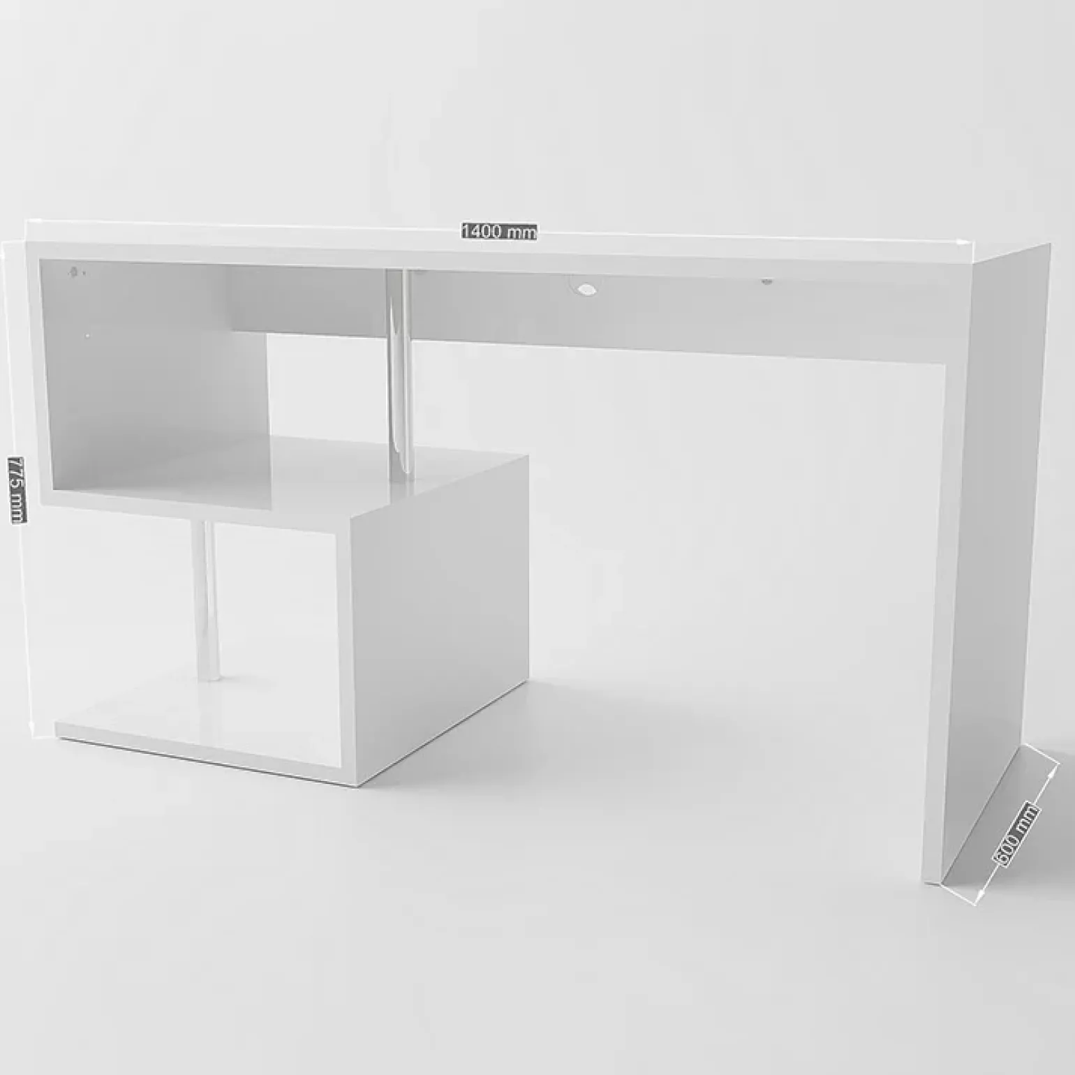 Scrivania ufficio 140x75cm bianco lucido ErgoDesk