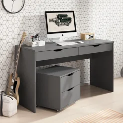 Scrivania ufficio 138x76cm con cassetti grigia Merlo