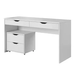 Scrivania ufficio 138x76cm con cassettiera bianca Merlo