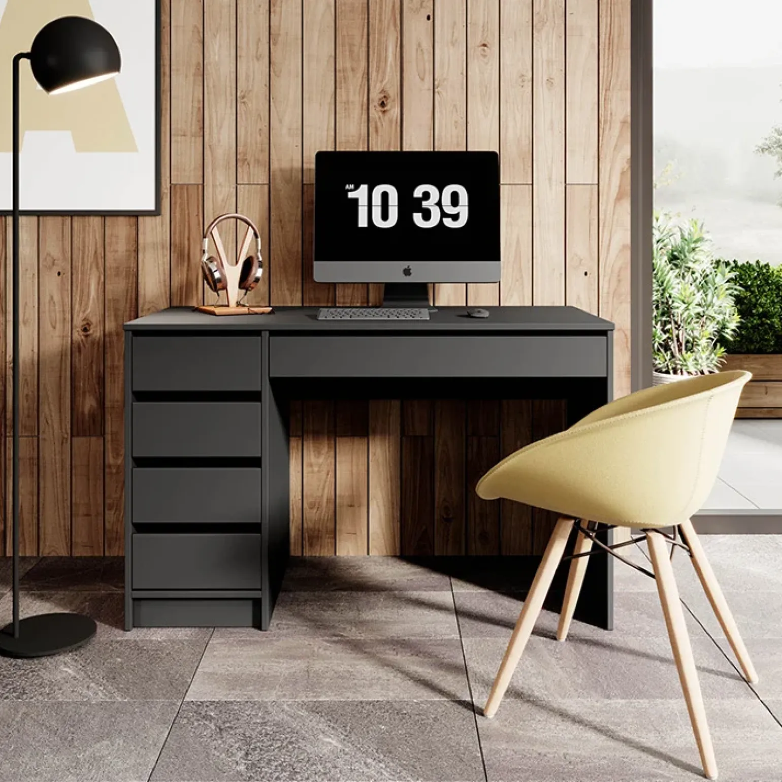 Scrivania ufficio 120x75cm con cassetti grigia Lorella