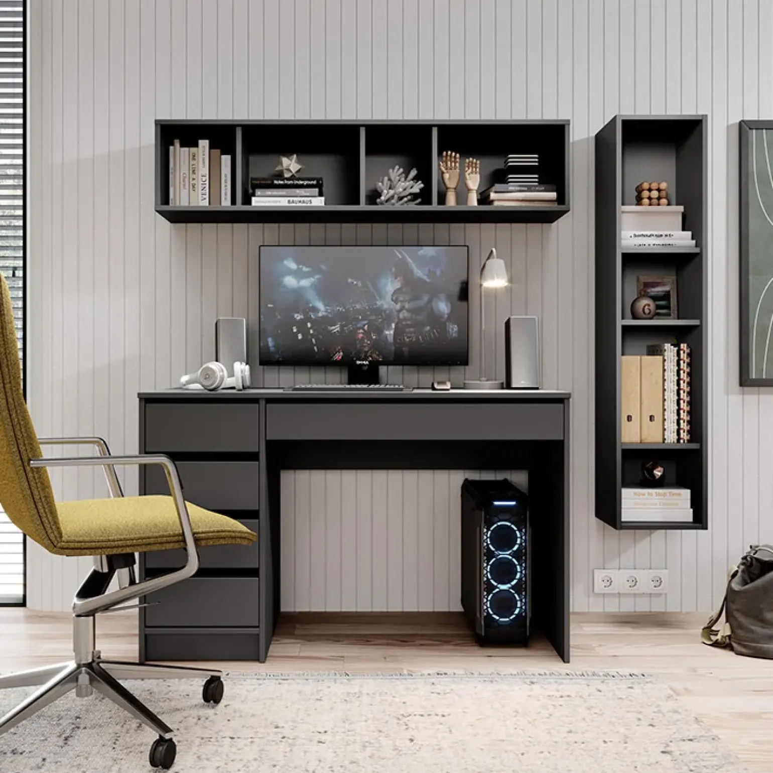 Scrivania ufficio 120x75cm con cassetti grigia Lorella