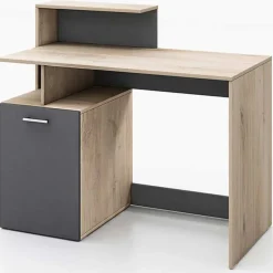 Scrivania ufficio 110x95cm con mobile contenitore grigio rovere chiaro Aldeia