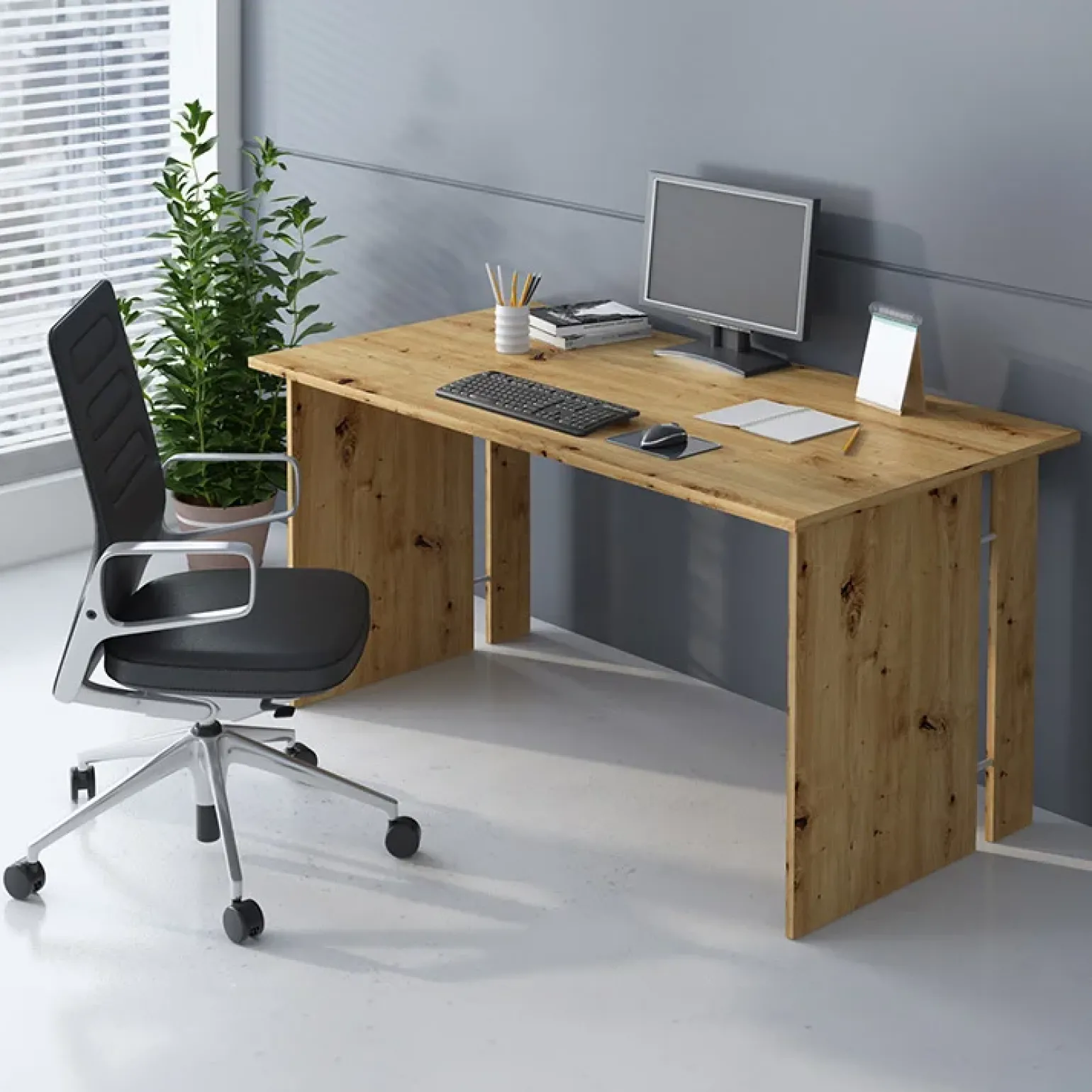Scrivania ufficio 150x75cm moderna rovere Woody