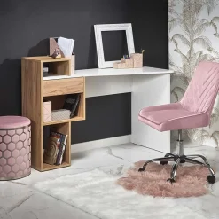 Scrivania ufficio 127x57cm rovere bianco lucido Aymon Gihome®