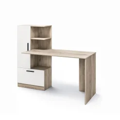 Scrivania ufficio 150x120cm rovere naturale bianco opaco Paulo