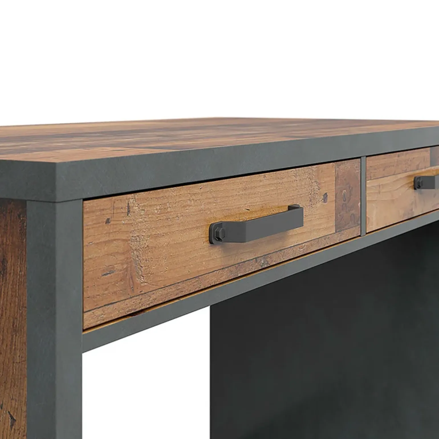 Scrivania 120x76cm 2 cassetti stile soft rovere scuro nero Urbania