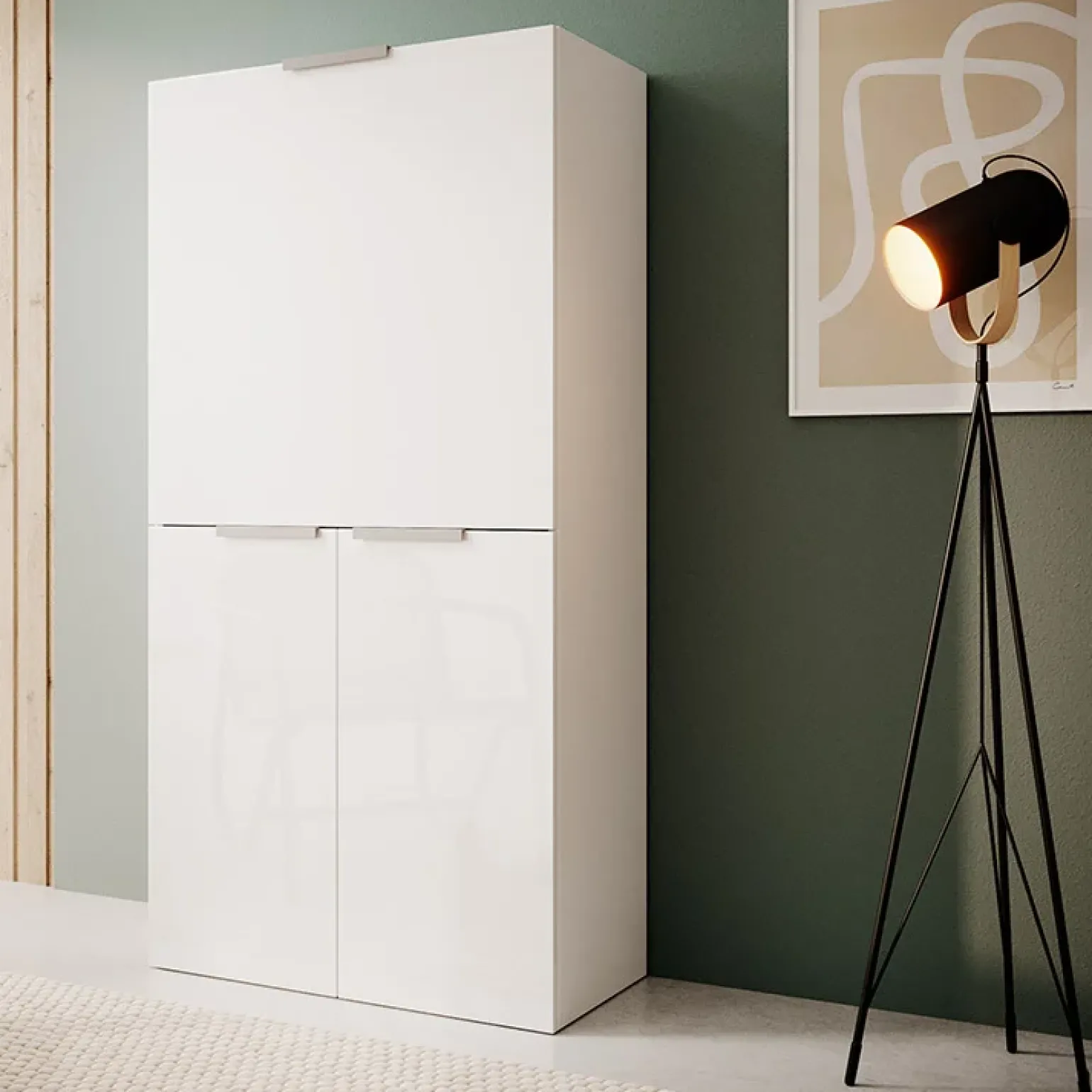 Scrivania 70x35cm a scomparsa salvaspazio bianco lucido Pinko