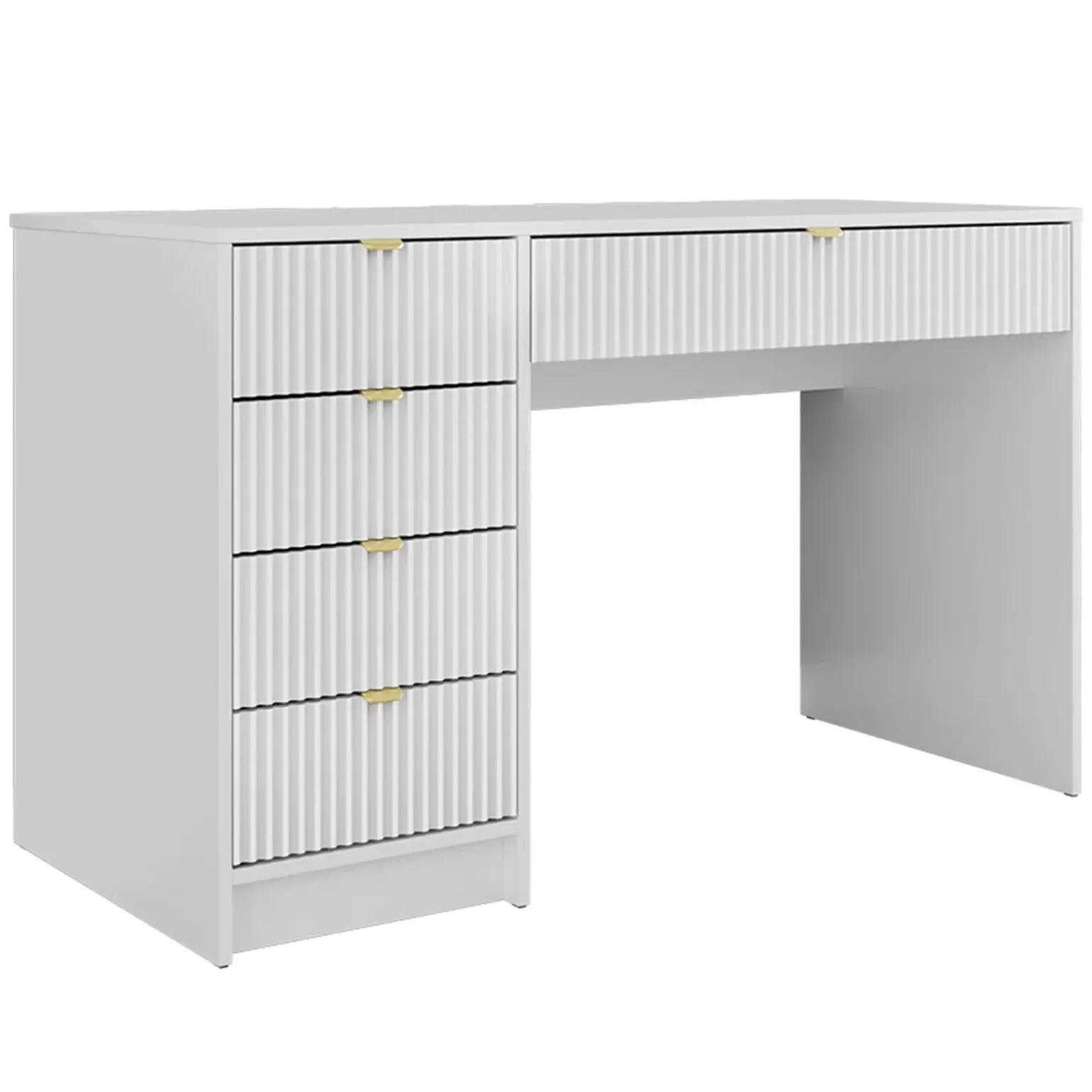 Scrivania 120x55cm con 5 cassetti cannettata bianco Athena