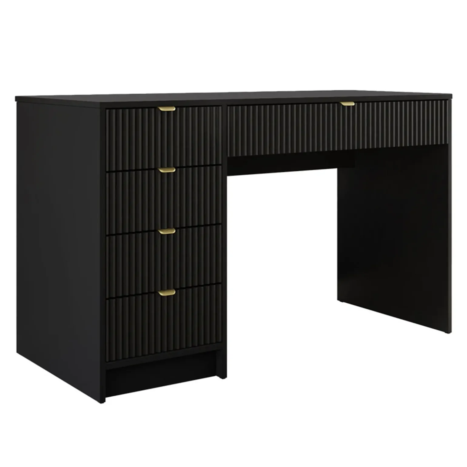 Scrivania 120x55cm con 5 cassetti cannettata nero Athena