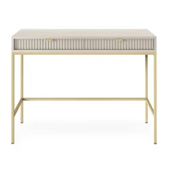Scrivania 104x77cm consolle ingresso 2 cassetti moderna beige Alisa