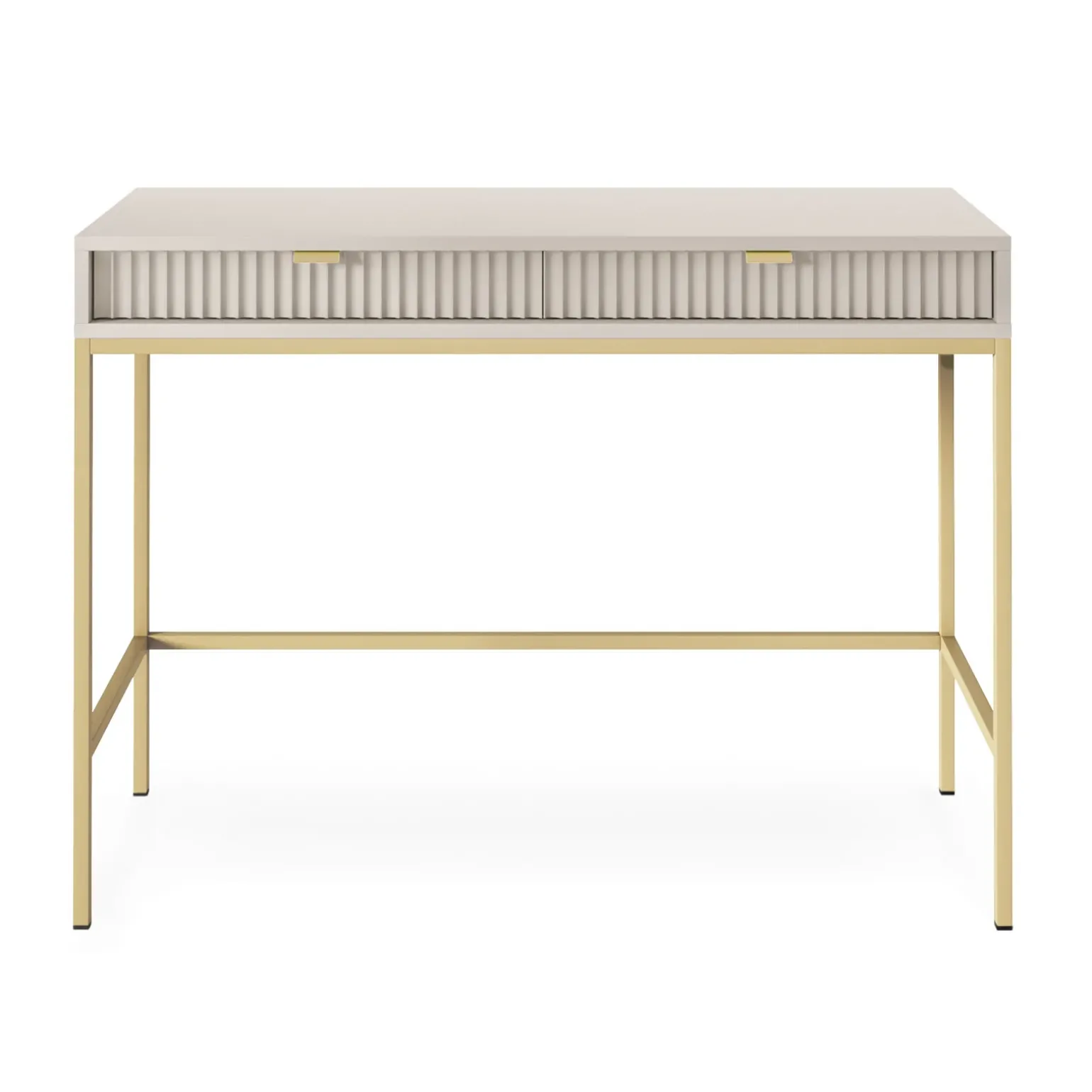 Scrivania 104x77cm consolle ingresso 2 cassetti moderna beige Alisa