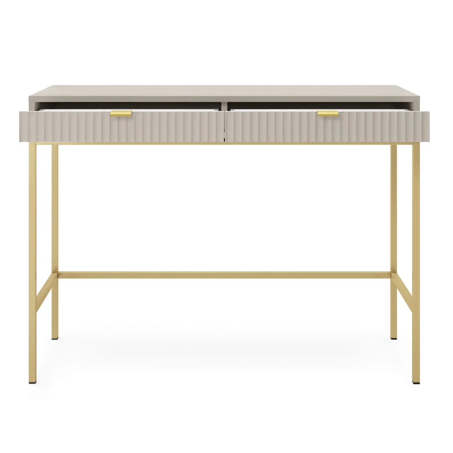Scrivania 104x77cm consolle ingresso 2 cassetti moderna beige Alisa