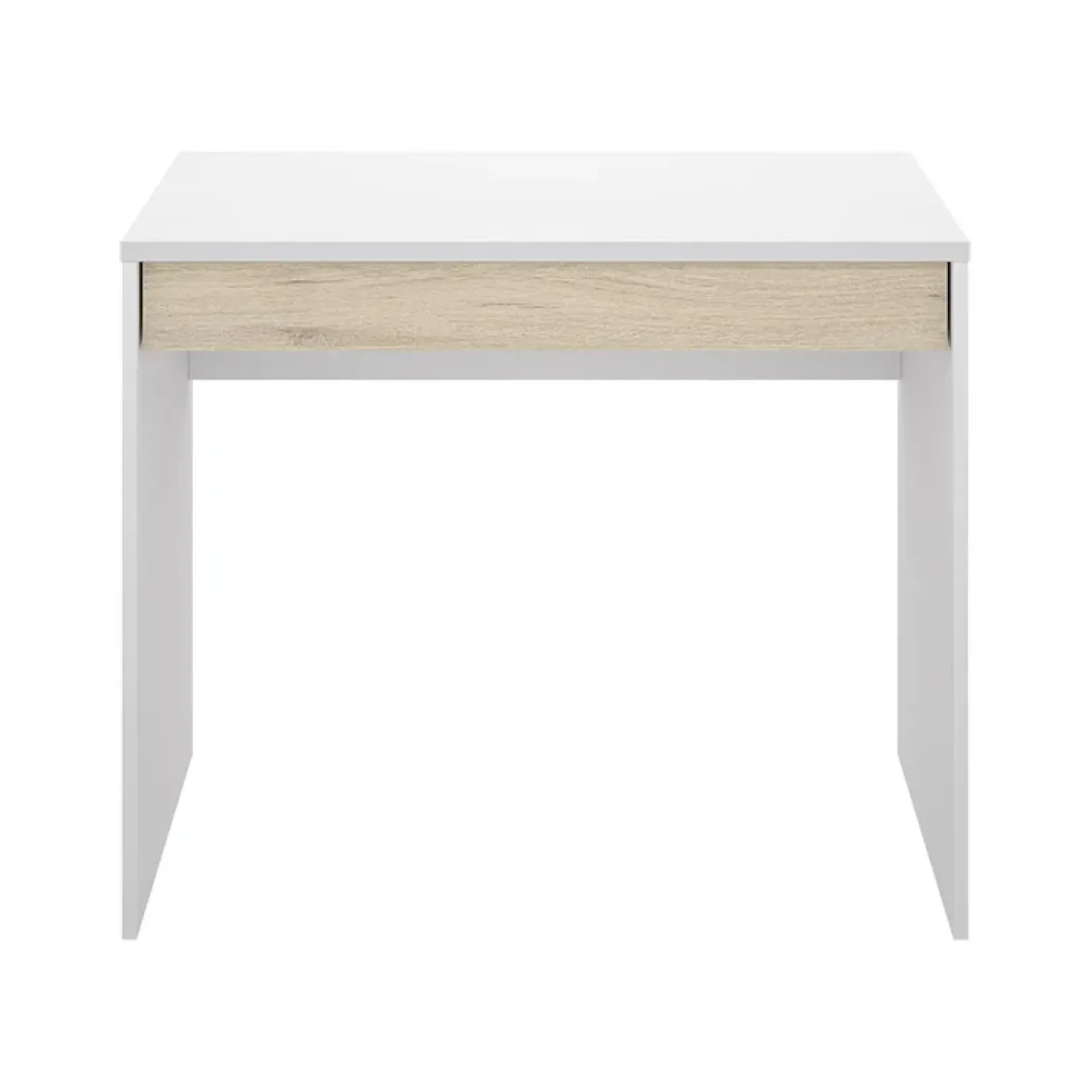 Scrivania 90x50cm legno bianco cassetto legno chiaro Xavi