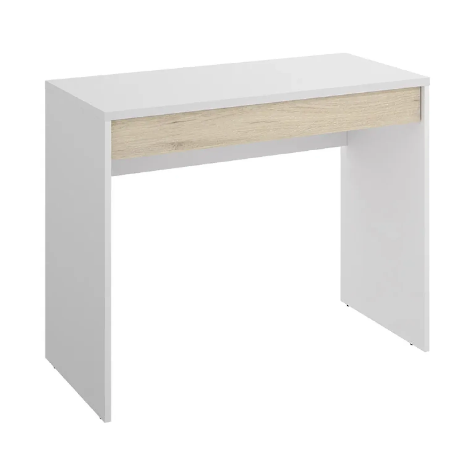 Scrivania 90x50cm legno bianco cassetto legno chiaro Xavi