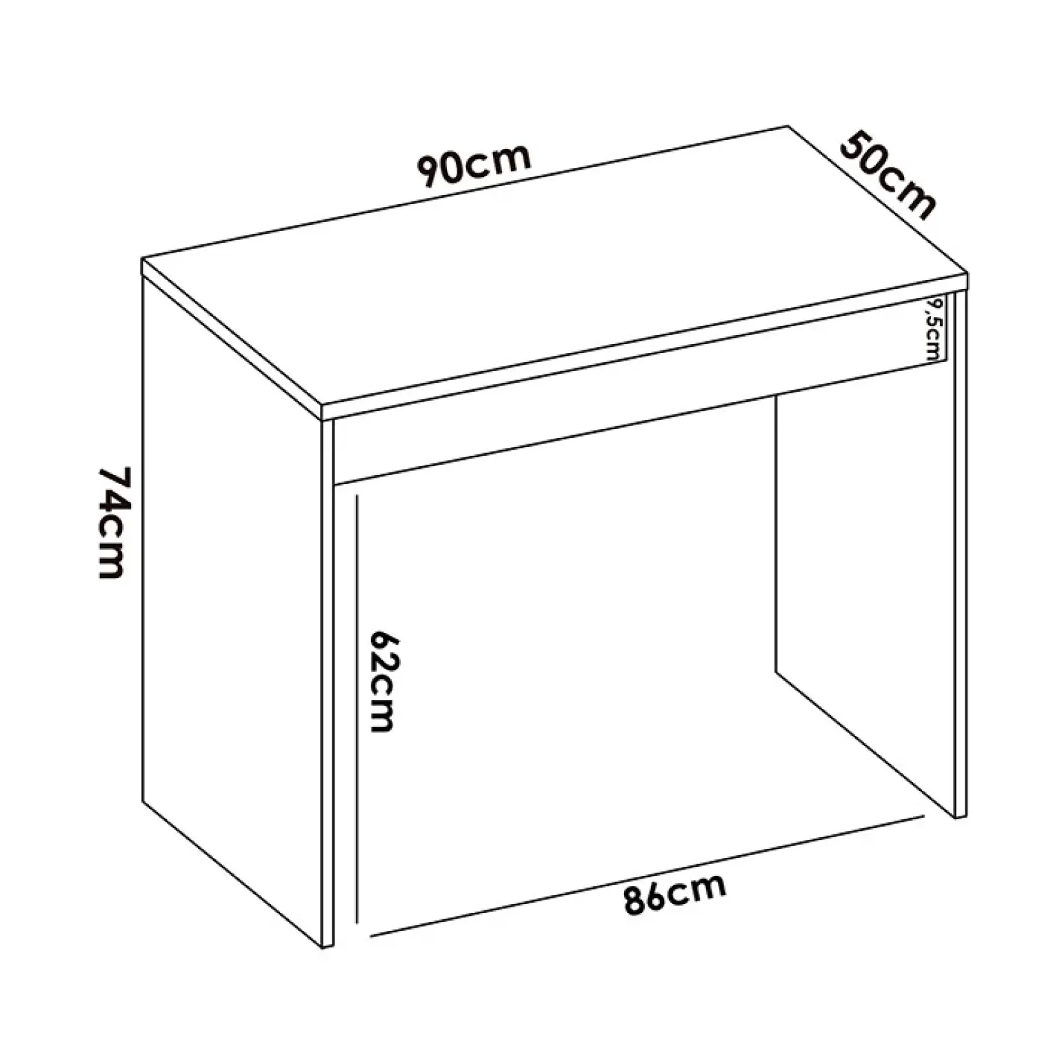 Scrivania 90x50cm legno bianco cassetto legno chiaro Xavi