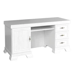 Scrivania 148x75cm shabby 3 cassetti bianco frassinato Kelly