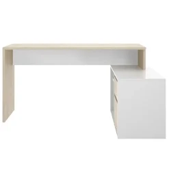 Scrivania 139x92cm ufficio angolare bianco lucido rovere Teddy