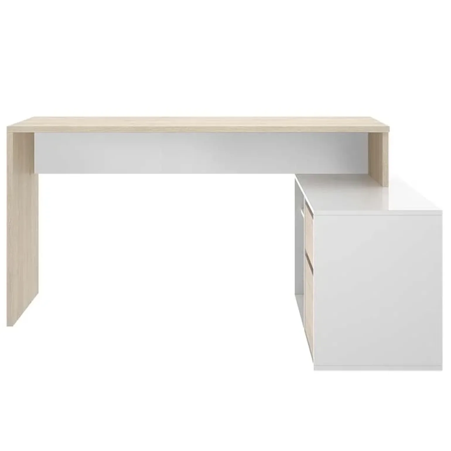 Scrivania 139x92cm ufficio angolare bianco lucido rovere Teddy