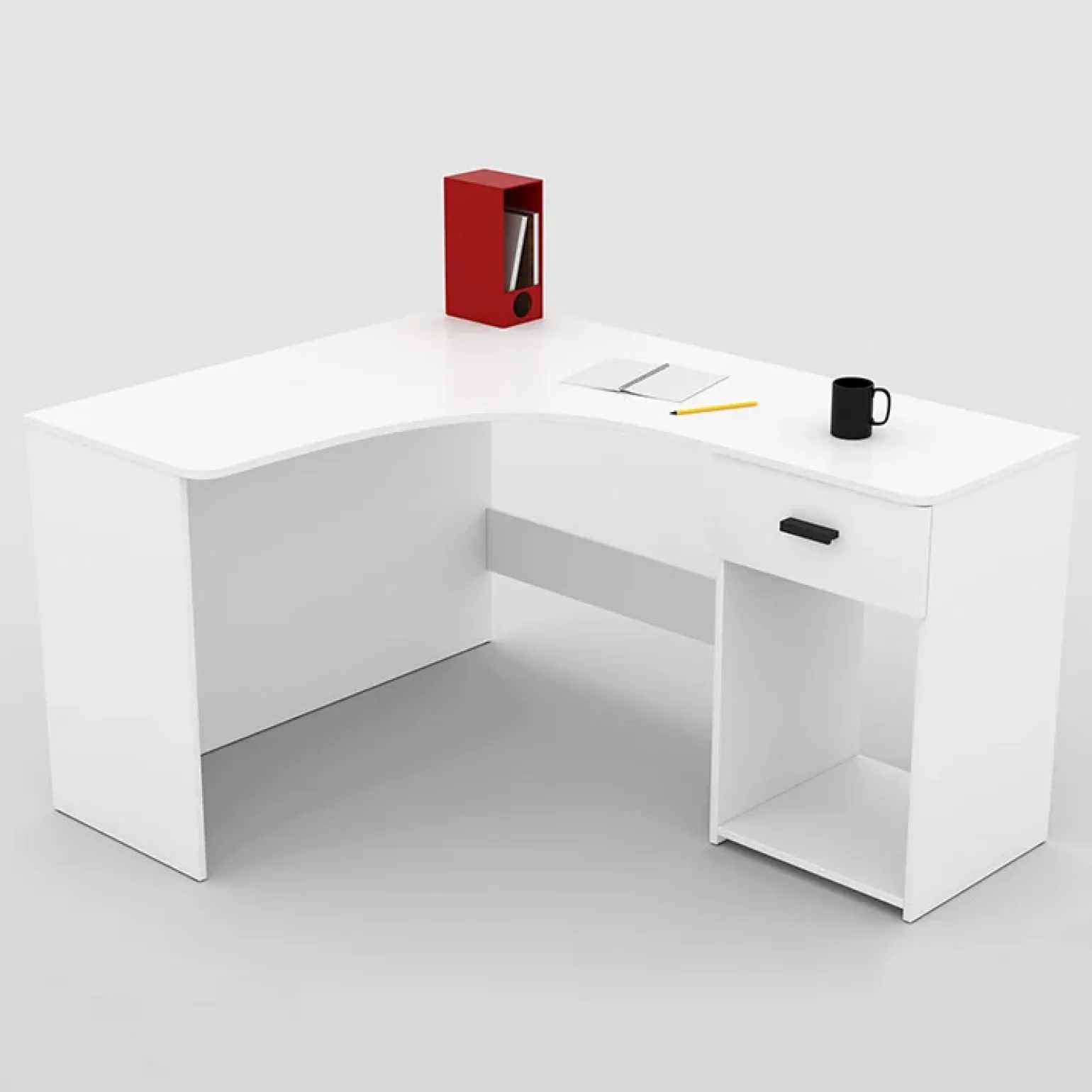 Scrivania 155x75cm ufficio angolare salvaspazio bianco William