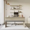 Scrivania 140x60cm ufficio moderna rovere antracite lucido Time Q