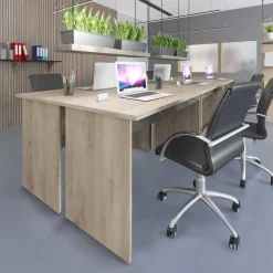 Scrivania 140x60cm ufficio moderna rovere antracite lucido Time Q