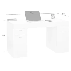 Scrivania 130x60cm ufficio moderna bianco frassinato Becka big