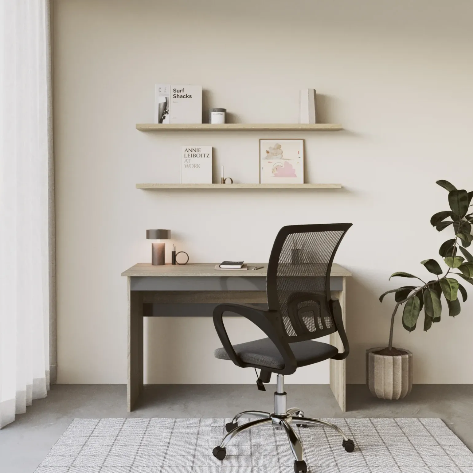 Scrivania 120x60cm ufficio moderna rovere antracite lucido Time N