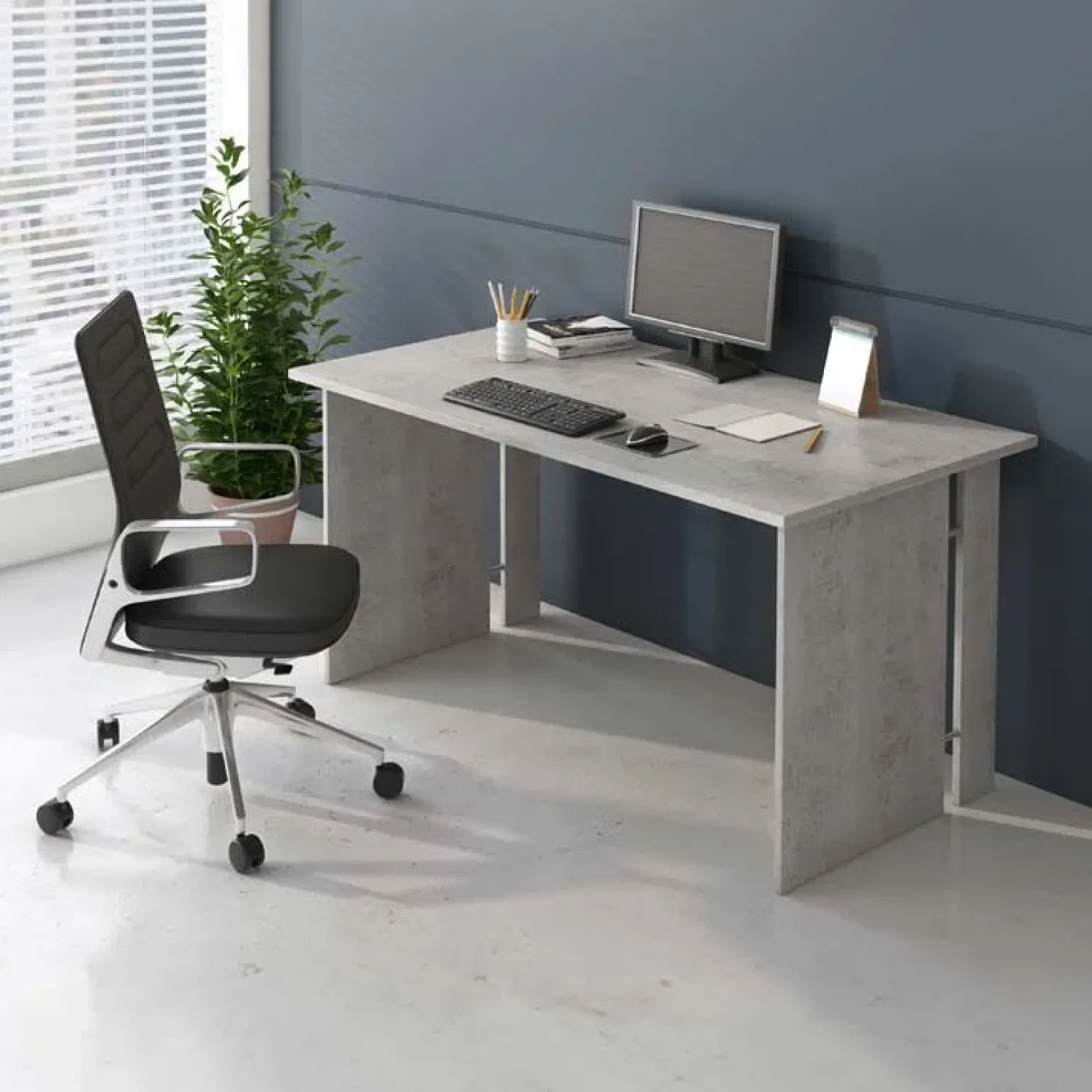 Scrivania 150x75cm ufficio moderna cemento Woody