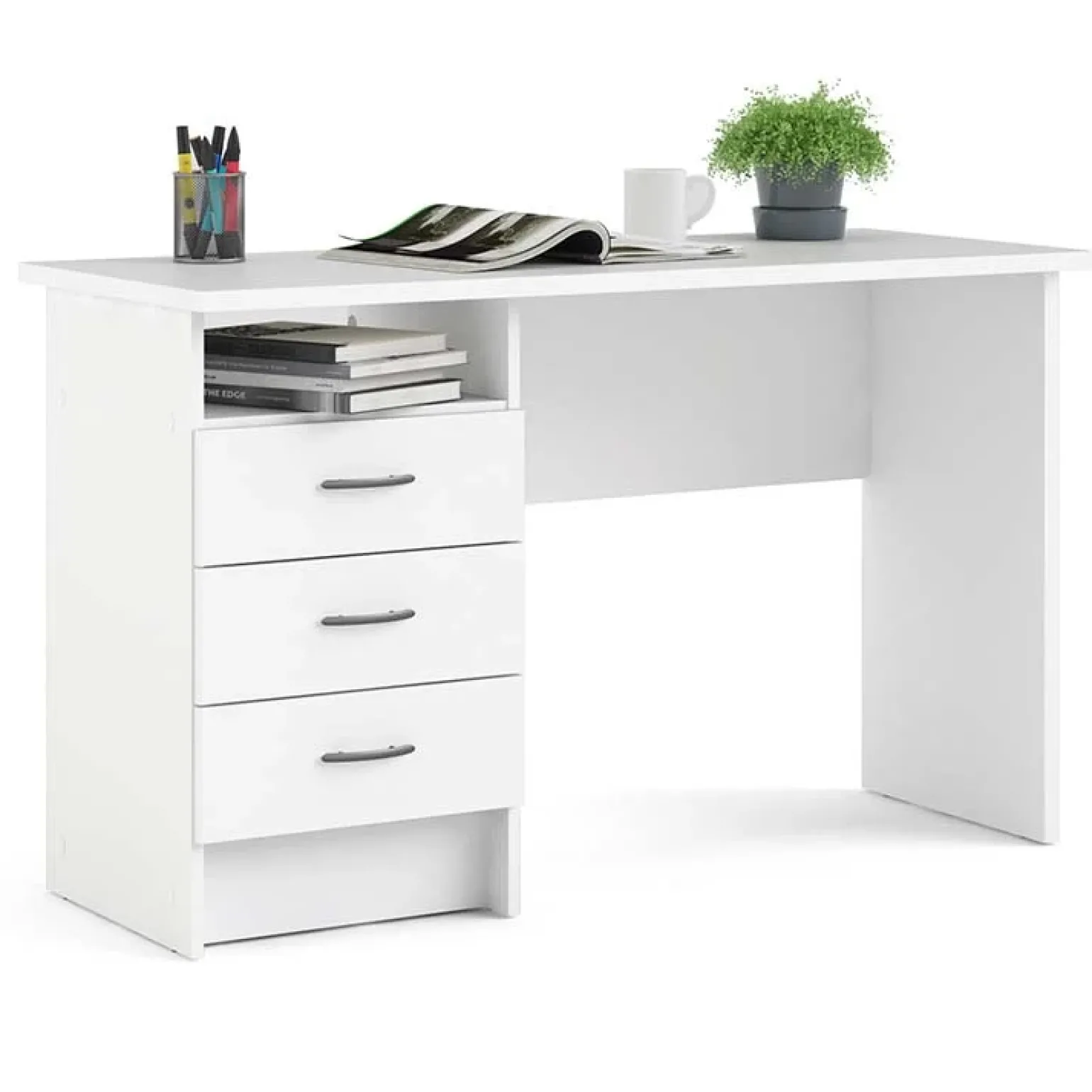 Scrivania 120x48cm ufficio salvaspazio moderna bianco opaco Office