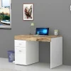 Scrivania 100x60cm ufficio salvaspazio bianco lucido pero Becka