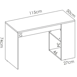Scrivania 115x50cm ufficio salvaspazio rovere bianco opaco Tiger