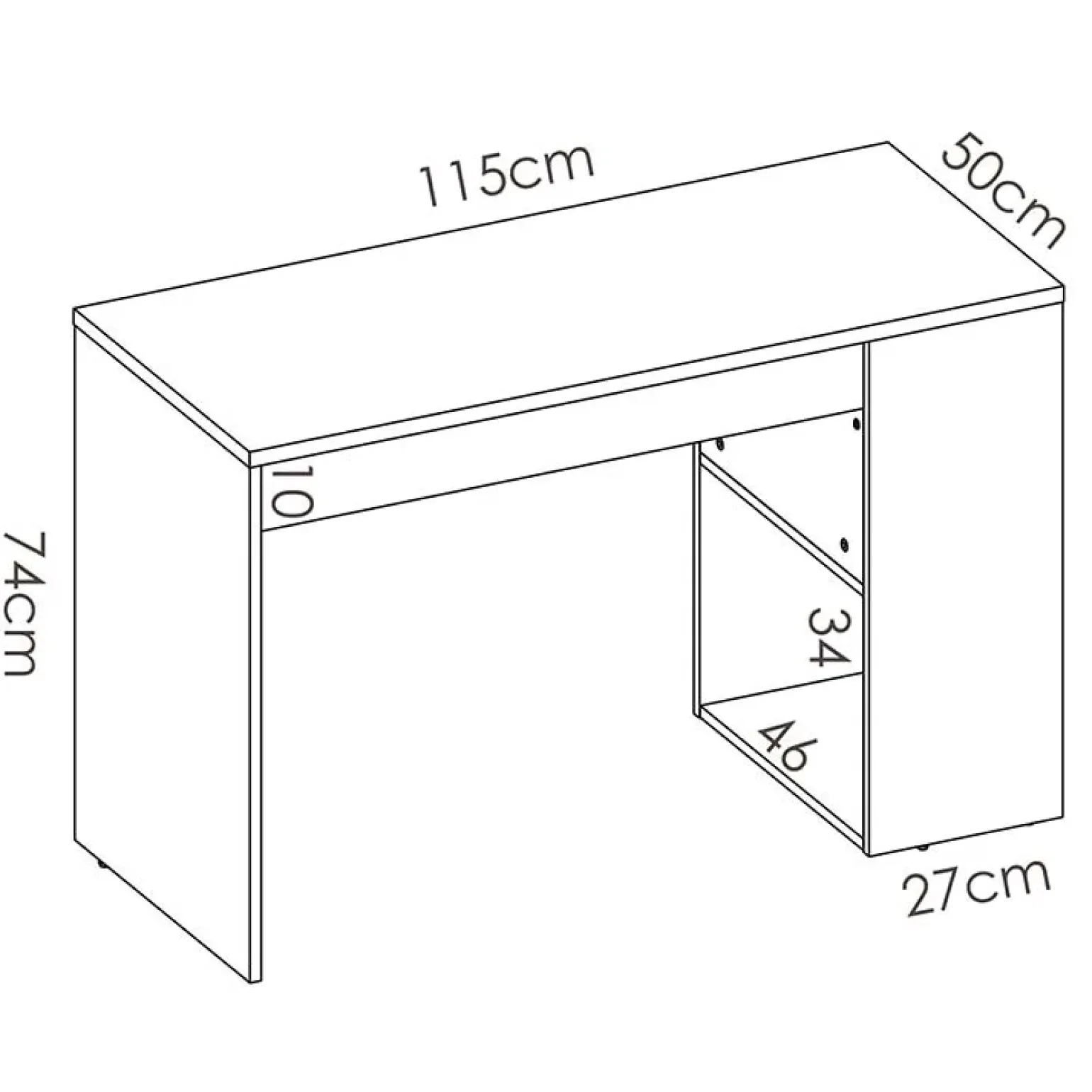 Scrivania 115x50cm ufficio salvaspazio rovere bianco opaco Tiger