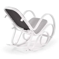 Sedia a dondolo in tessuto grigio legno bianco Hacchan