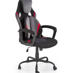 Sedia da gaming ergonomica con supporto lombare in tessuto grigio nero rosso Buzz