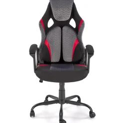 Sedia da gaming ergonomica con supporto lombare in tessuto grigio nero rosso Buzz