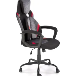 Sedia da gaming ergonomica con supporto lombare in tessuto grigio nero rosso Buzz