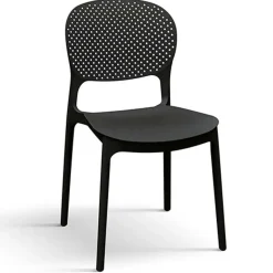 Sedia da giardino esterno bar dehors impilabile in polipropilene nero Elbow