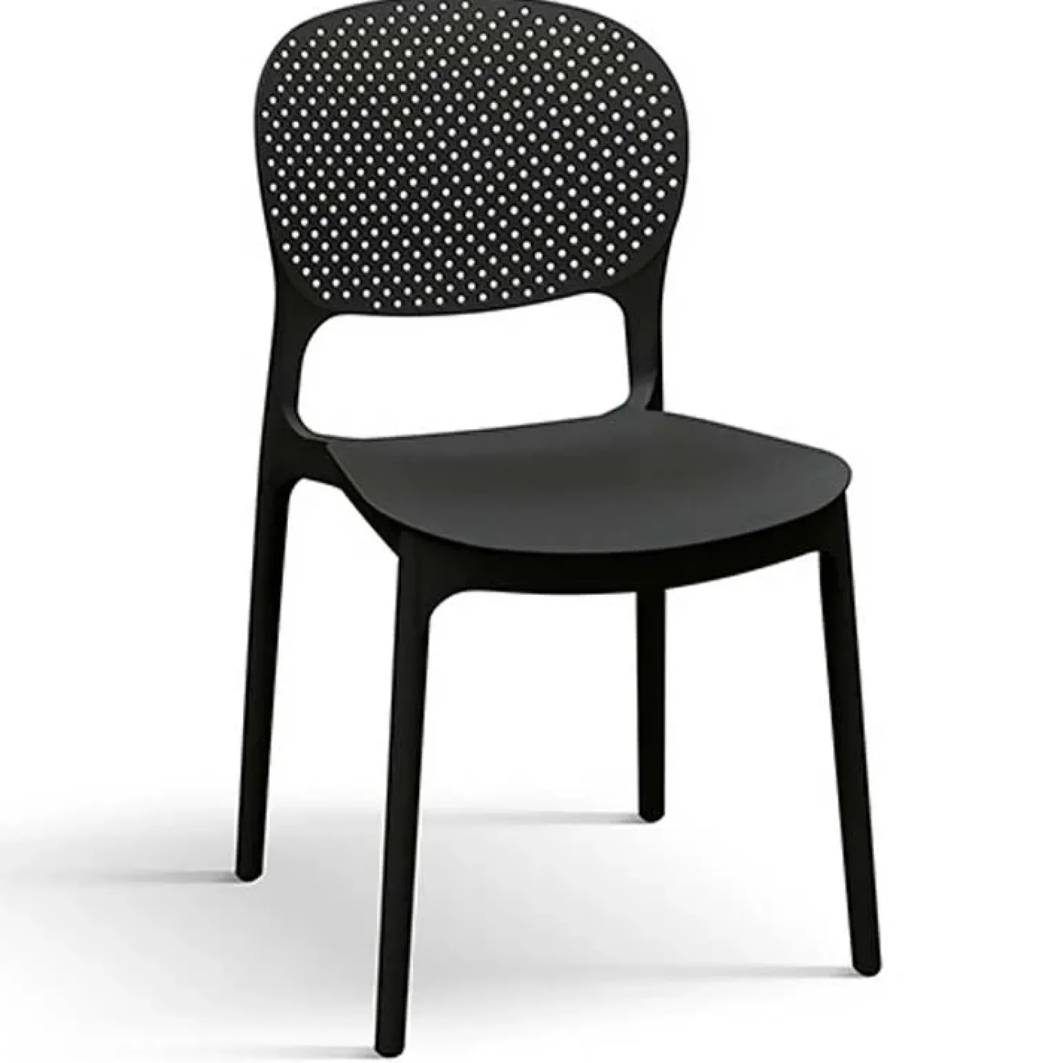 Sedia da giardino esterno bar dehors impilabile in polipropilene nero Elbow