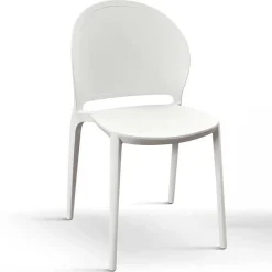 Sedia da giardino esterno bar dehors impilabile in polipropilene bianco Pelican