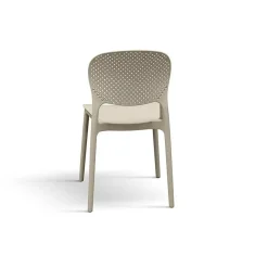 Sedia da giardino esterno bar dehors impilabile in polipropilene tortora Elbow