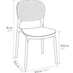 Sedia da giardino esterno bar dehors impilabile in polipropilene grigio Elbow