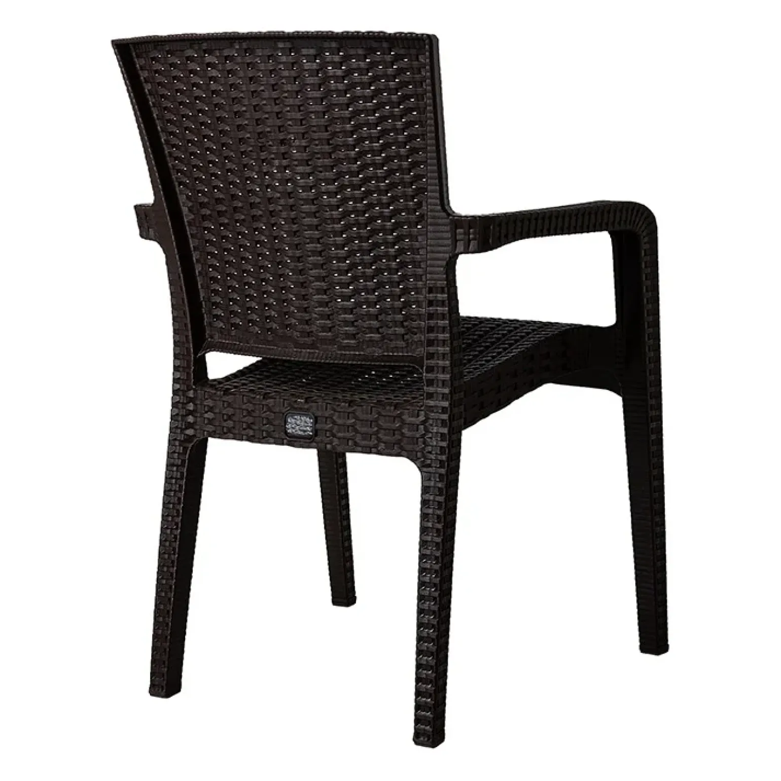 Sedia da giardino esterno bar dehors con braccioli polipropilene effetto rattan marrone scuro Maddy