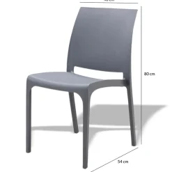 Sedia da giardino impilabile polipropilene grigio Tape Gihome®