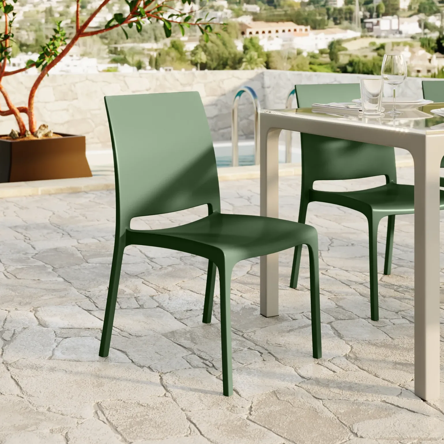 Sedia da giardino impilabile polipropilene verde Tape Gihome®