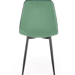 Sedia da pranzo imbottita in velluto verde Amos