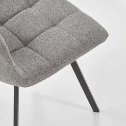 Sedia da pranzo imbottita in tessuto grigio nero Kristen