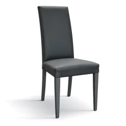 Sedia da pranzo imbottita in ecopelle antracite Ikon